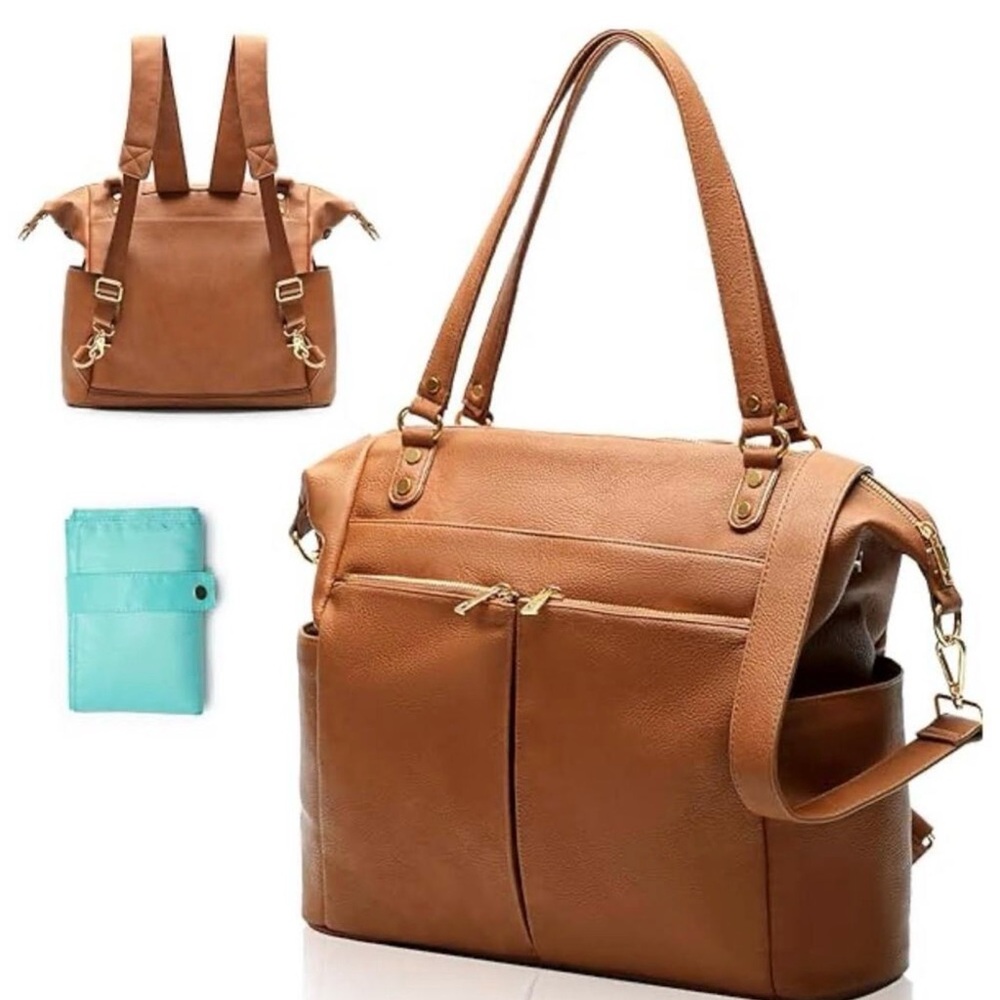 Stylish Tan Leather Baby Bag